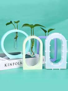 5pcs/Set Hydroponic Container Design DIY Silicone Mold, Simple White Geometric Shaped Silicone Mold For DIY - White - View 1