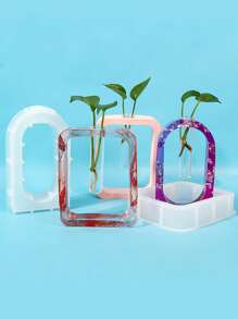 5pcs/Set Hydroponic Container Design DIY Silicone Mold, Simple White Geometric Shaped Silicone Mold For DIY - White - View 3