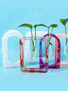 5pcs/Set Hydroponic Container Design DIY Silicone Mold, Simple White Geometric Shaped Silicone Mold For DIY - White - View 5