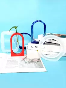 5pcs/Set Hydroponic Container Design DIY Silicone Mold, Simple White Geometric Shaped Silicone Mold For DIY - White - View 6