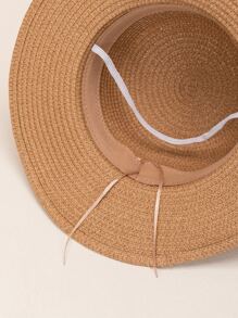 Girls Feather Embroidered Sun Hat - Khaki - View 4