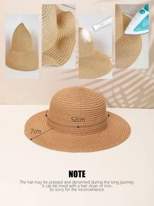 Girls Feather Embroidered Sun Hat - Khaki - View 5