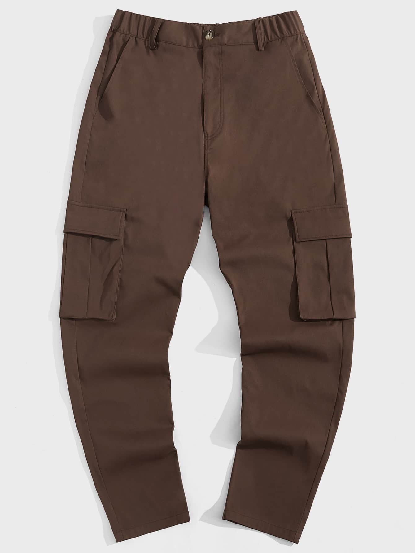 Manfinity RebelGame Men Flap Pocket Side Cargo Trousers - Chocolate Brown - View 1