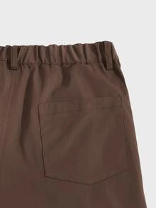 Manfinity RebelGame Men Flap Pocket Side Cargo Trousers - Chocolate Brown - View 3
