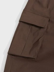 Manfinity RebelGame Men Flap Pocket Side Cargo Trousers - Chocolate Brown - View 4