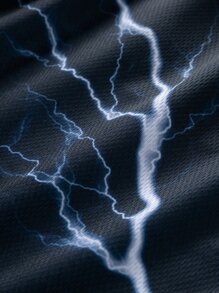 男士閃電和字母圖案腰部抽繩運動套裝