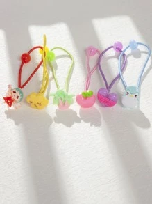 20 Peças Scrunchies de Cabelo de Resina com Desenhos Variados de Flores, Borboletas e Animais em Estilo Cartoon para Meninas