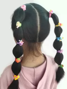 20 Peças Scrunchies de Cabelo de Resina com Desenhos Variados de Flores, Borboletas e Animais em Estilo Cartoon para Meninas