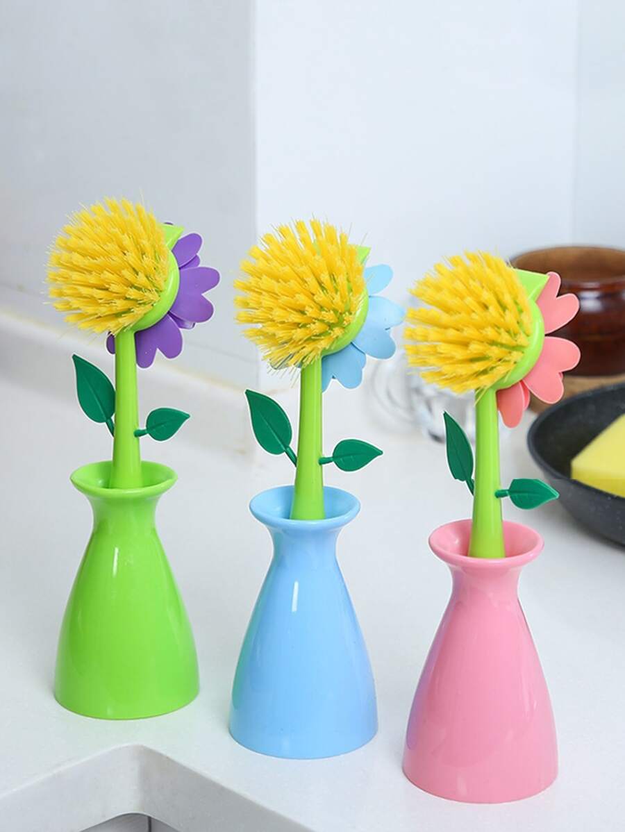 1pc Random Cleaning Brush & 1pc Base,Kitchen,Bathroom,Home,Household Suppliers - Multicolor - View 1