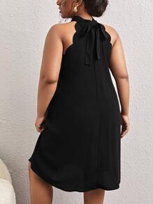 SHEIN Frenchy Plus Scallop Trim Halter Neck Tunic Dress,Graduation Dress