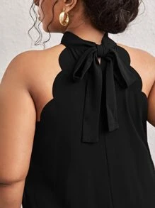SHEIN Frenchy Plus Scallop Trim Halter Neck Tunic Dress,Graduation Dress