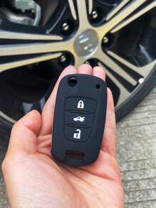 1入組車鑰匙殼兼容現代索納塔起亞 K2,鑰匙表袋用鏈條或絲帶連接到馬甲懷錶套 - 黑色 - 查看 1