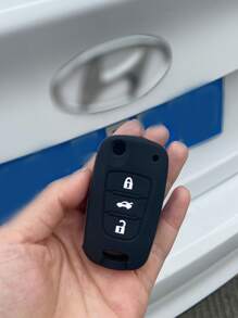 1入組車鑰匙殼兼容現代索納塔起亞 K2,鑰匙表袋用鏈條或絲帶連接到馬甲懷錶套 - 黑色 - 查看 3