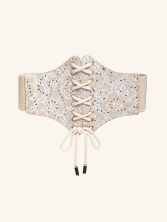 亮片裝飾扣眼繫帶束腰帶