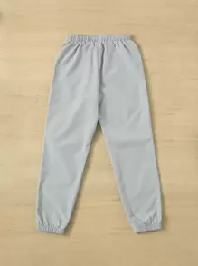 SHEIN Leap Crew 青少年男孩字母拼接細節束口褲 - 灰色 - 查看 2