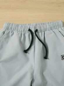 SHEIN Leap Crew 青少年男孩字母拼接細節束口褲 - 灰色 - 查看 3