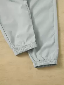 SHEIN Leap Crew 青少年男孩字母拼接細節束口褲 - 灰色 - 查看 5