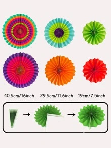 17Pcs Paper Fan & Pull Flag Set Party Decorations Birthday - Multicolor - View 4
