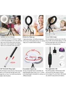 Luz de aro selfi 6 pulgadas con trípode - Rosa - Ver 5