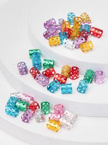 50 件裝女孩金色菱形編織髮圈，帶有彩色心形鏤空髮夾，適合酷炫街舞或派對 - 彩色 - 查看 2