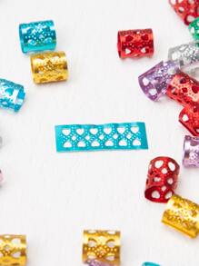 50 件裝女孩金色菱形編織髮圈，帶有彩色心形鏤空髮夾，適合酷炫街舞或派對 - 彩色 - 查看 6