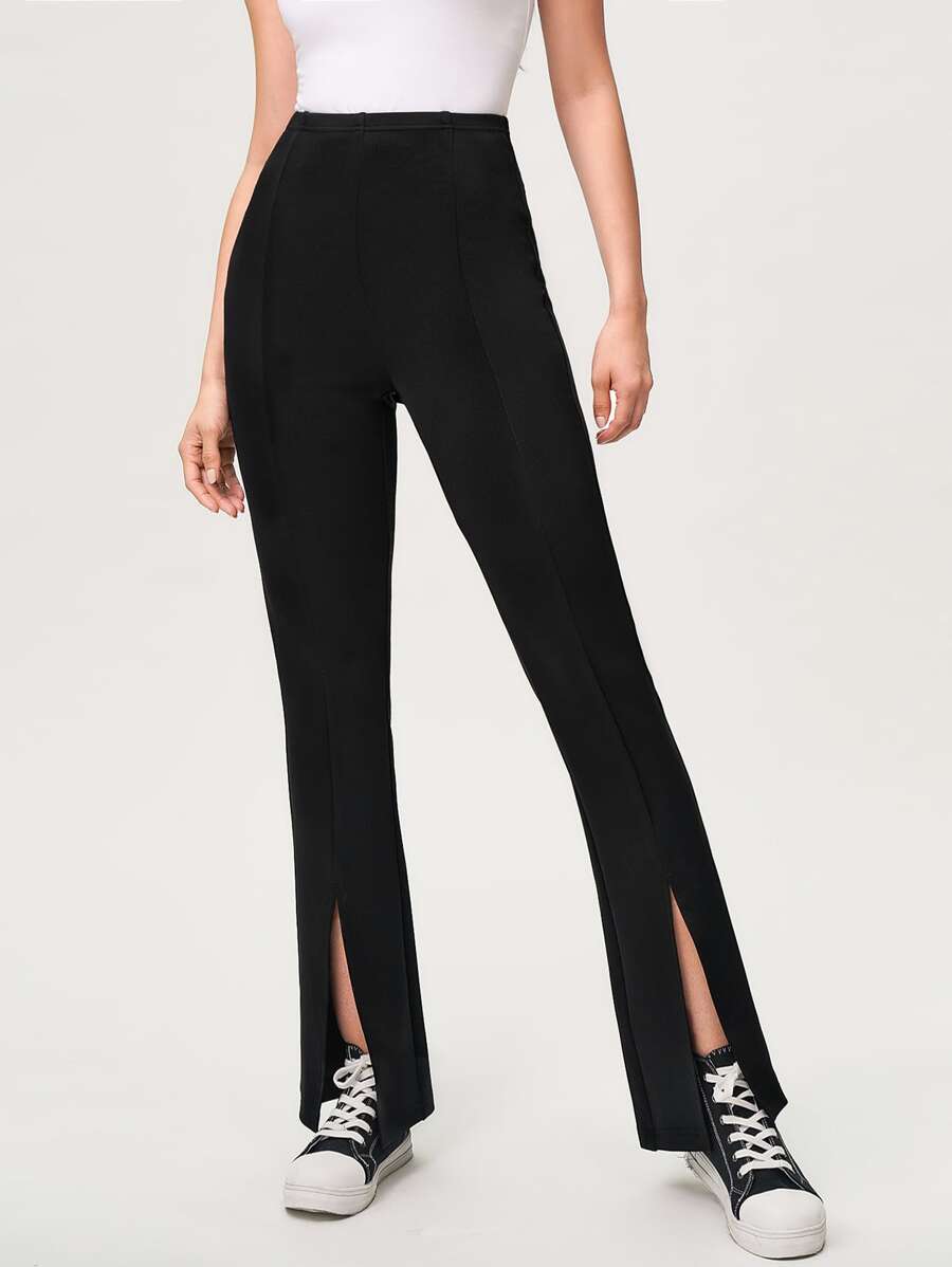 Mulvari Split Hem Flare Leg Trousers - Black - View 1