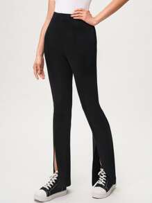 Mulvari Split Hem Flare Leg Trousers - Black - View 4
