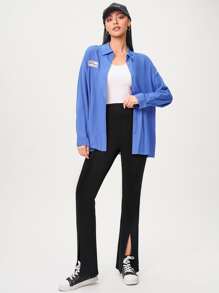 Mulvari Split Hem Flare Leg Trousers - Black - View 5