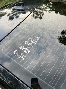 Pegatinas de dibujos animados en blanco y negro de cuatro niños paseando al perro - Blanco - Ver 3