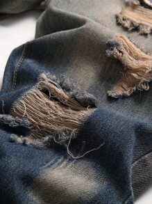 Hombres Jeans oso & con diseño de parche de letra - Azul lavado oscuro - Ver 4