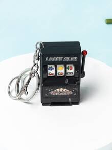 1pc Cute Mini Slot Machine Keychain For Gifts, Wallets, School Bags, Backpacks, And Satchels Casual Car Accessories Bag Charm Goth Y2k - Black - View 1