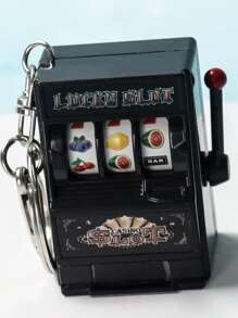 1pc Cute Mini Slot Machine Keychain For Gifts, Wallets, School Bags, Backpacks, And Satchels Casual Car Accessories Bag Charm Goth Y2k - Black - View 4