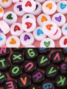 1入組套愛心和字母圖案DIY釘珠 - 彩色 - 查看 5