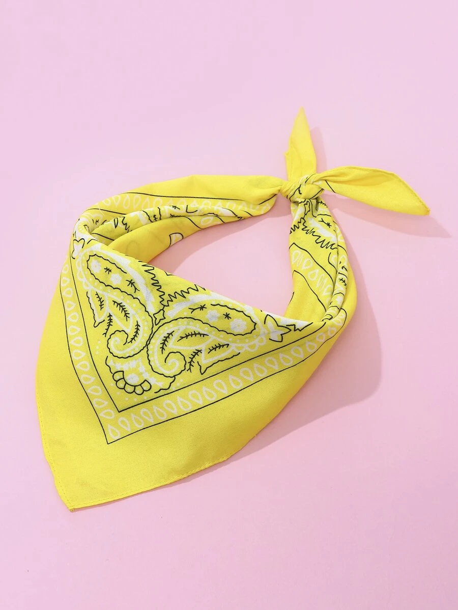 1pc Classic Paisley Print Bandana Fashionable Hair Accessories For Outdoor All Seasons Bandana,Hair Band,Head Band Ideal For Dressing Up Your Look - Yellow - View 1