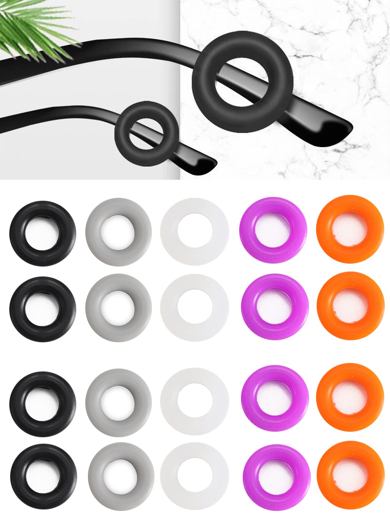 10 件防滑眼镜框耳钩，耳后隐形固定防摔硅胶眼镜腿和脚套，户外、运动防滑防摔耳钩，非常适合眼镜、太阳镜和老花镜 - 彩色 - 查看 1