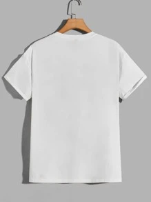 Manfinity RebelGame 男士字母圖案落肩T恤 - 白色 - 查看 2