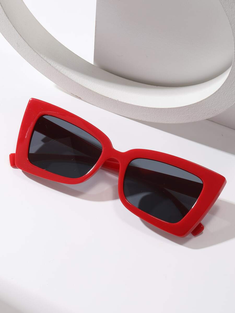 方形框架时尚眼镜，适合夏季海滩度假、户外、旅行 - 紅色 - 查看 1