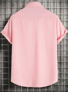 Manfinity Homme Men Solid Button Front Shirt Without Tee - Baby Pink - View 2