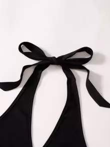 SHEIN Unity Leopard Tie Backless Halter Romper - Multicolor - View 3