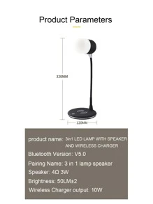 3 In 1 Wireless Charger With Lamp - Black - View 3
