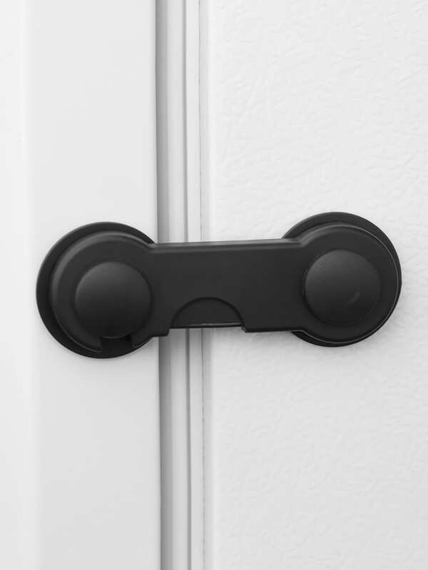 1 pieza Cerradura de seguridad multifunción, simple cerradura de puerta de gabinete para bebé de ABS negro para el hogar