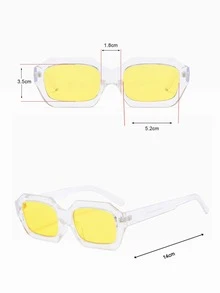 Tinted Lens Transparent Frame Fashion Glasses - Yellow - View 3