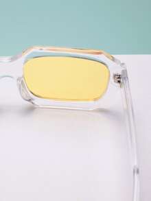 Tinted Lens Transparent Frame Fashion Glasses - Yellow - View 4