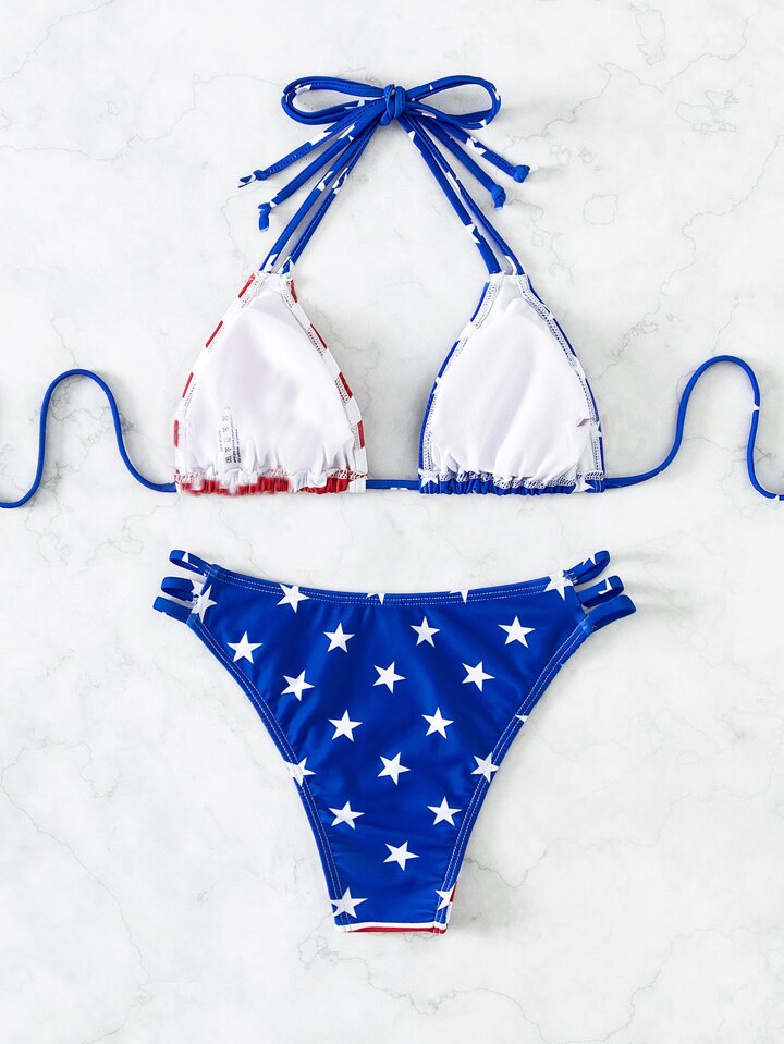 【無料配送】 ★ THEAIRTOWN ★ chrome usa flag bikini_2 color Amazon.com: Calhoun USA Flag Juniors' Sport Bikini (Small