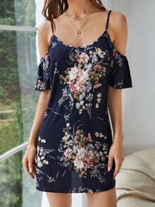 SHEIN Clasi Đầm Hoa Boho - Màu xanh hải quân - Xem 6