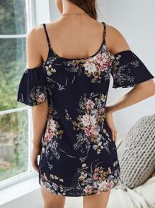 SHEIN Clasi Đầm Hoa Boho - Màu xanh hải quân - Xem 2