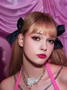 ROMWE 2pcs Bow Decor Hair Clip - Black - View 1