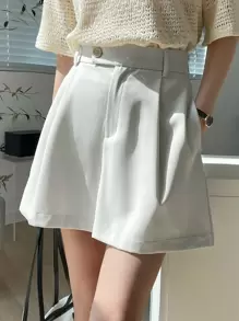 DAZY 摺紋細節寬腿短褲 - 淺灰色 - 查看 1