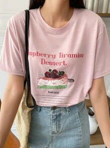 DAZY Cake & Slogan Graphic Tee - Baby Pink - View 1