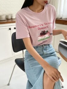DAZY Cake & Slogan Graphic Tee - Baby Pink - View 5